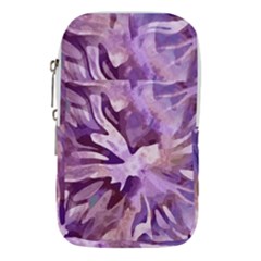 Plum Purple Abstract Floral Pattern Waist Pouch (small) by SpinnyChairDesigns