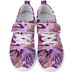 Plum Purple Abstract Floral Pattern Men s Velcro Strap Shoes by SpinnyChairDesigns