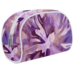 Plum Purple Abstract Floral Pattern Makeup Case (medium) by SpinnyChairDesigns