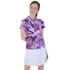 Plum Purple Abstract Floral Pattern Women s Polo Tee