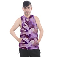 Plum Purple Abstract Floral Pattern Men s Sleeveless Hoodie