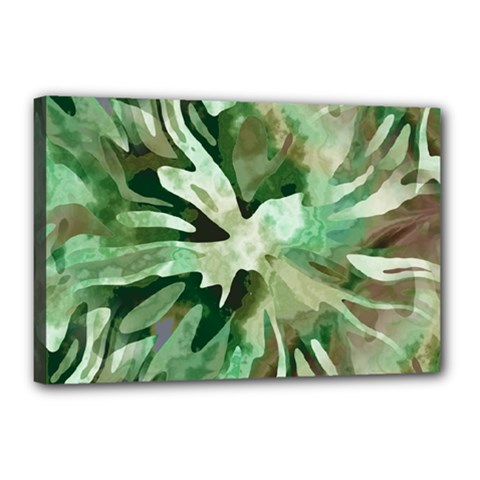 Green Brown Abstract Floral Pattern Canvas 18  X 12  (stretched) by SpinnyChairDesigns