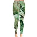 Green Brown Abstract Floral Pattern Leggings  View1