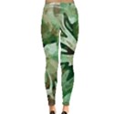 Green Brown Abstract Floral Pattern Leggings  View2