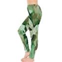 Green Brown Abstract Floral Pattern Leggings  View3