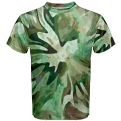 Green Brown Abstract Floral Pattern Men s Cotton Tee by SpinnyChairDesigns