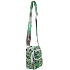 Green Brown Abstract Floral Pattern Shoulder Strap Belt Bag by SpinnyChairDesigns