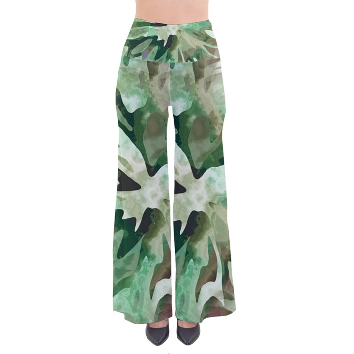 Green Brown Abstract Floral Pattern So Vintage Palazzo Pants