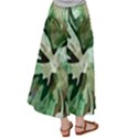 Green Brown Abstract Floral Pattern Satin Palazzo Pants View2