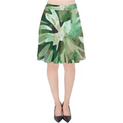 Green Brown Abstract Floral Pattern Velvet High Waist Skirt by SpinnyChairDesigns