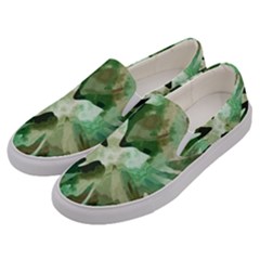 Green Brown Abstract Floral Pattern Men s Canvas Slip Ons by SpinnyChairDesigns