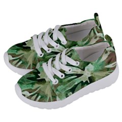 Green Brown Abstract Floral Pattern Kids  Lightweight Sports Shoes by SpinnyChairDesigns