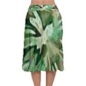 Green Brown Abstract Floral Pattern Velvet Flared Midi Skirt View2