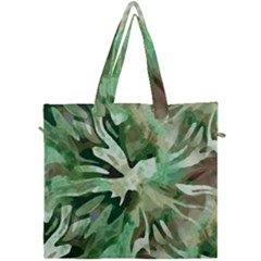 Green Brown Abstract Floral Pattern Canvas Travel Bag by SpinnyChairDesigns