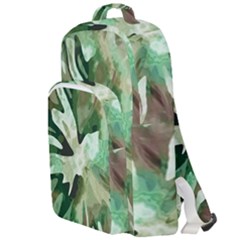 Green Brown Abstract Floral Pattern Double Compartment Backpack by SpinnyChairDesigns