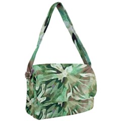 Green Brown Abstract Floral Pattern Courier Bag by SpinnyChairDesigns