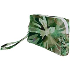 Green Brown Abstract Floral Pattern Wristlet Pouch Bag (small) by SpinnyChairDesigns