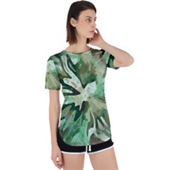 Green Brown Abstract Floral Pattern Perpetual Short Sleeve T-shirt