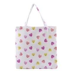 Cute Colorful Smiling Hearts Pattern Grocery Tote Bag by SpinnyChairDesigns