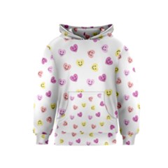 Cute Colorful Smiling Hearts Pattern Kids  Pullover Hoodie by SpinnyChairDesigns