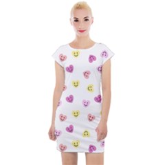 Cute Colorful Smiling Hearts Pattern Cap Sleeve Bodycon Dress by SpinnyChairDesigns