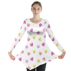 Cute Colorful Smiling Hearts Pattern Long Sleeve Tunic  by SpinnyChairDesigns