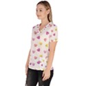 Cute Colorful Smiling Hearts Pattern Women s V-Neck Scrub Top View2