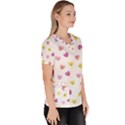 Cute Colorful Smiling Hearts Pattern Women s V-Neck Scrub Top View3