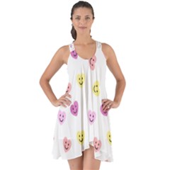 Cute Colorful Smiling Hearts Pattern Show Some Back Chiffon Dress by SpinnyChairDesigns