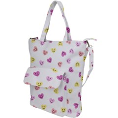 Cute Colorful Smiling Hearts Pattern Shoulder Tote Bag by SpinnyChairDesigns