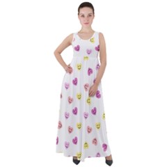 Cute Colorful Smiling Hearts Pattern Empire Waist Velour Maxi Dress by SpinnyChairDesigns