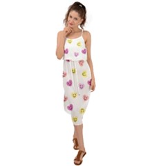 Cute Colorful Smiling Hearts Pattern Waist Tie Cover Up Chiffon Dress by SpinnyChairDesigns