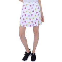 Cute Colorful Smiling Hearts Pattern Tennis Skirt by SpinnyChairDesigns