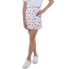 Cute Colorful Smiling Hearts Pattern Kids  Tennis Skirt by SpinnyChairDesigns