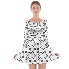 Abstract Black And White Minimalist Long Sleeve Skater Dress by SpinnyChairDesigns