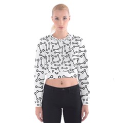 Abstract Black And White Minimalist Cropped Sweatshirt by SpinnyChairDesigns