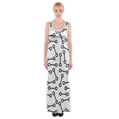 Abstract Black And White Minimalist Thigh Split Maxi Dress by SpinnyChairDesigns