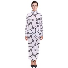 Abstract Black And White Minimalist Turtleneck Maxi Dress by SpinnyChairDesigns