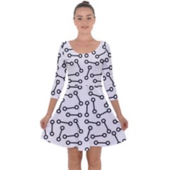 Abstract Black And White Minimalist Quarter Sleeve Skater Dress by SpinnyChairDesigns