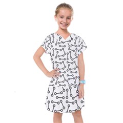 Abstract Black And White Minimalist Kids  Drop Waist Dress by SpinnyChairDesigns