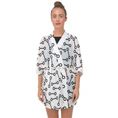 Abstract Black And White Minimalist Half Sleeve Chiffon Kimono by SpinnyChairDesigns