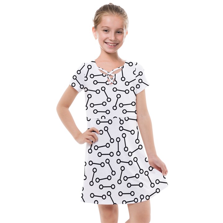 Abstract Black and White Minimalist Kids  Cross Web Dress