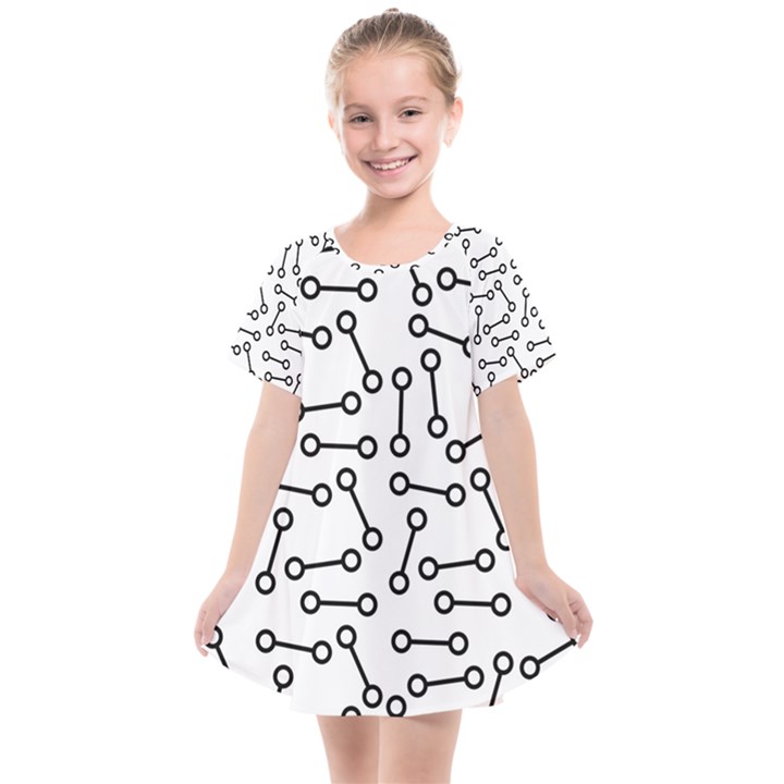 Abstract Black and White Minimalist Kids  Smock Dress