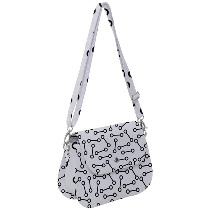 Abstract Black and White Minimalist Saddle Handbag