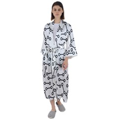 Abstract Black And White Minimalist Maxi Satin Kimono