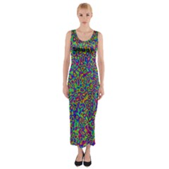 Abstract Rainbow Marble Camouflage Fitted Maxi Dress by SpinnyChairDesigns