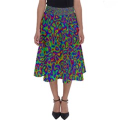 Abstract Rainbow Marble Camouflage Perfect Length Midi Skirt by SpinnyChairDesigns