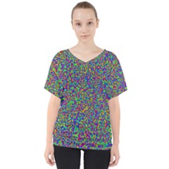 Abstract Rainbow Marble Camouflage V-neck Dolman Drape Top by SpinnyChairDesigns