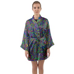 Abstract Rainbow Marble Camouflage Long Sleeve Satin Kimono by SpinnyChairDesigns