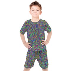 Abstract Rainbow Marble Camouflage Kids  Tee And Shorts Set by SpinnyChairDesigns